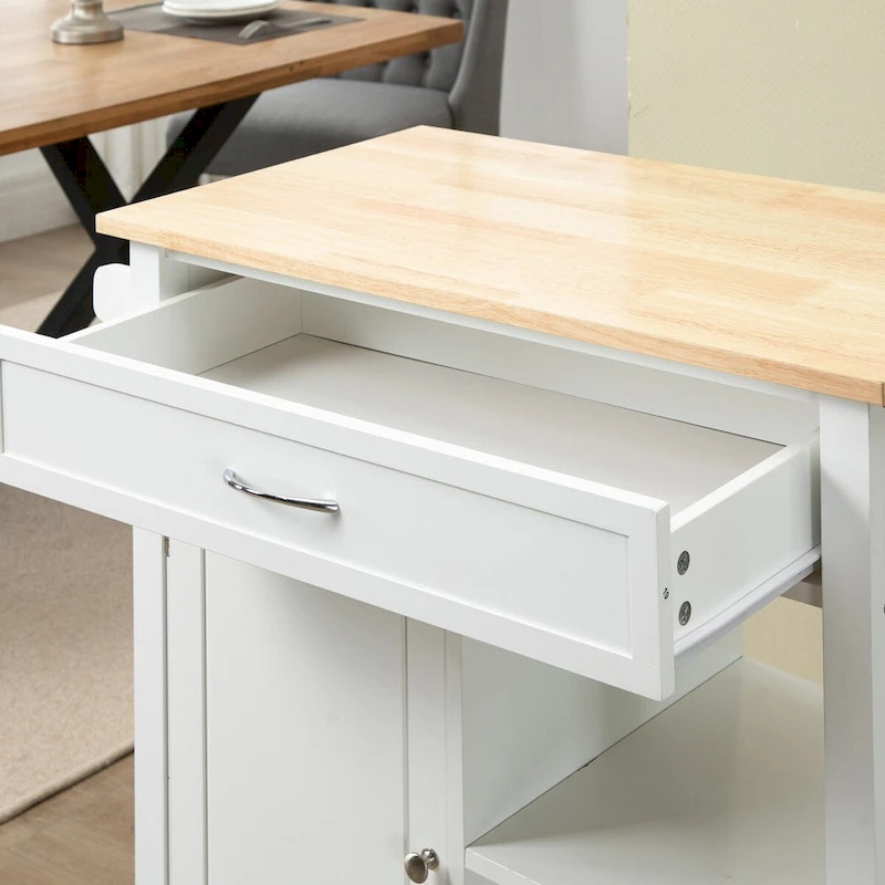 Rolling Kitchen Island Cart with Drawer and Shelves