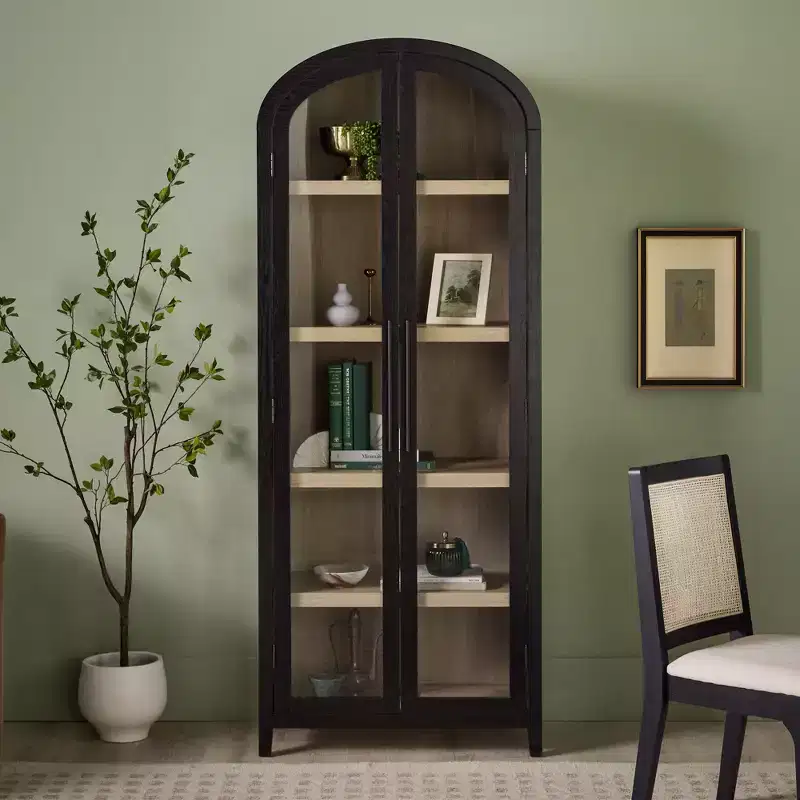 76" 5 Shelf Arched Bookcase Cabinet