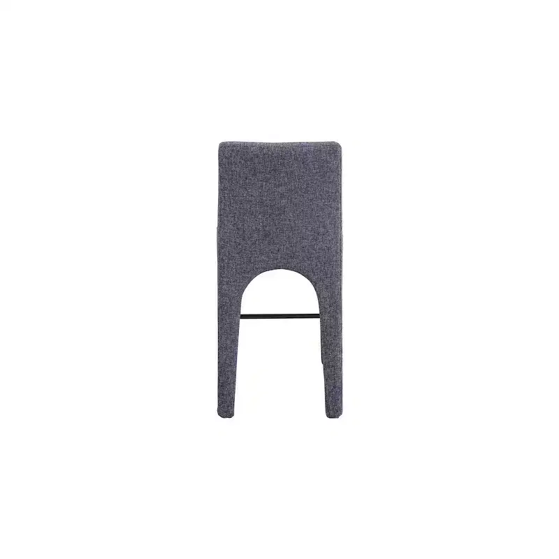 ,Gramercy Blue Linen Textured Fabric Stool