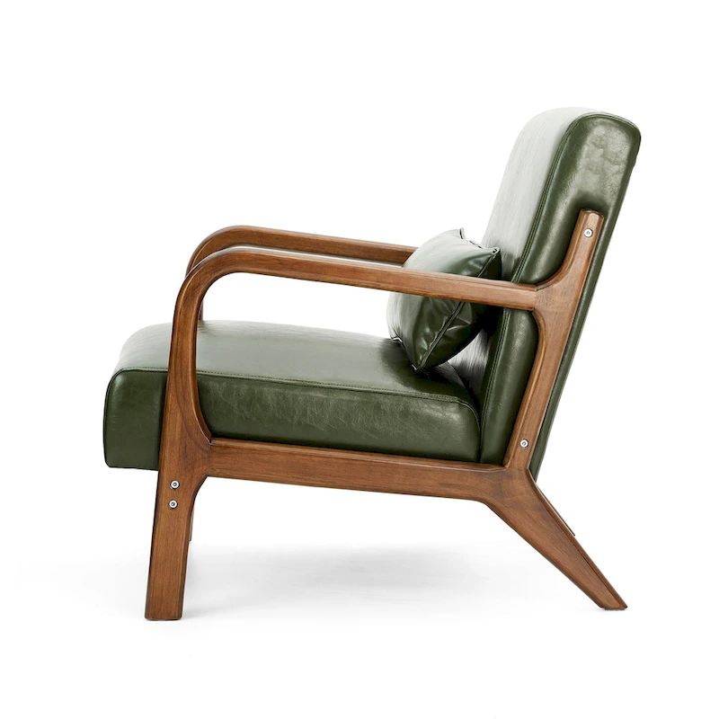 Glitzhome Set of 2 30.75H Mid-Century Modern PU Leather Accent Chairs with Cushion - 25.75W x 33.75D x 30.75H
