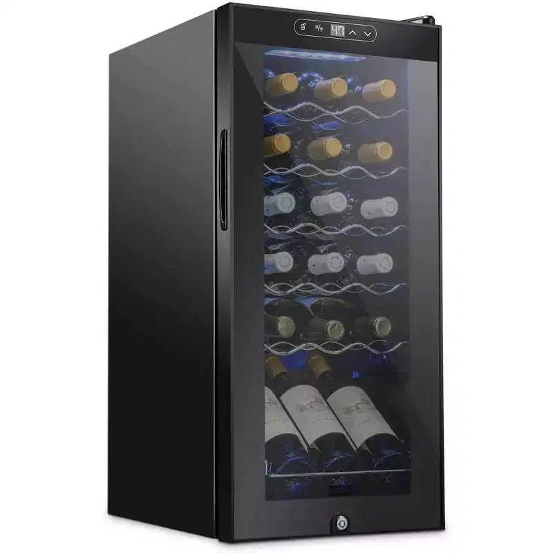 Schmecke 18 Bottle Compressor Wine Refrigerator, Freestanding Wine Cooler with Lock, Black