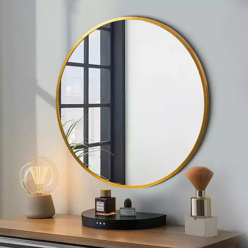 PexFix 20 Inch Modern Wall Mirror Aluminum Alloy Thin-Frame Circular Bathroom Hanging Mirror For Over Sink Entryway Bathroom Bedroom Vanity in Gold