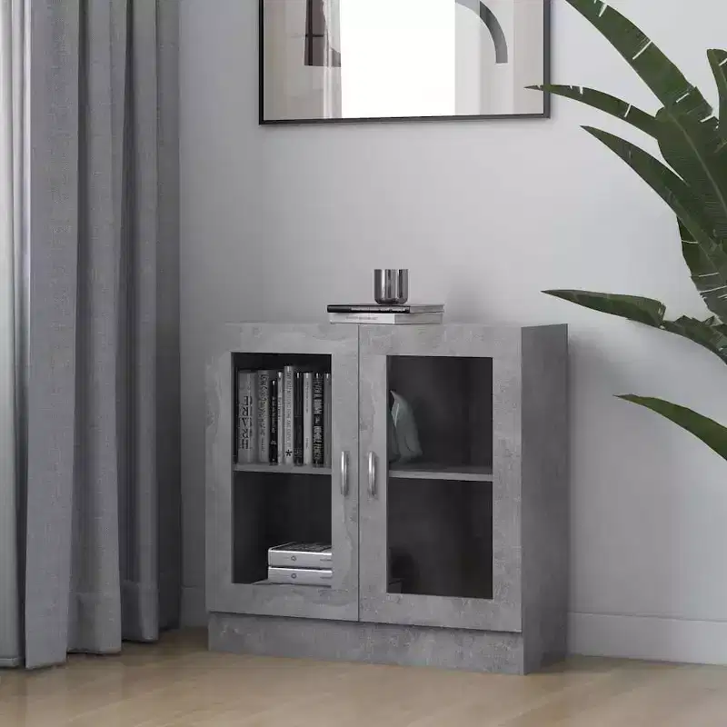 vidaXL Vitrine Cabinet Concrete Grey 32.5x12.0x31.5 Engineered Wood