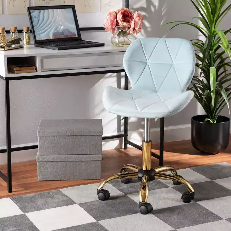 Contemporary Glam Velvet Swivel Office Chair