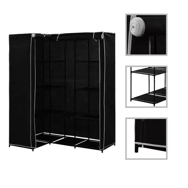 vidaXL Closet Corner Wardrobe Bedroom Closet Freestanding Clothing Rack Rail