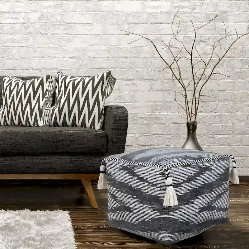 Gray Modern Electrostatic Geometric Pouf Ottoman