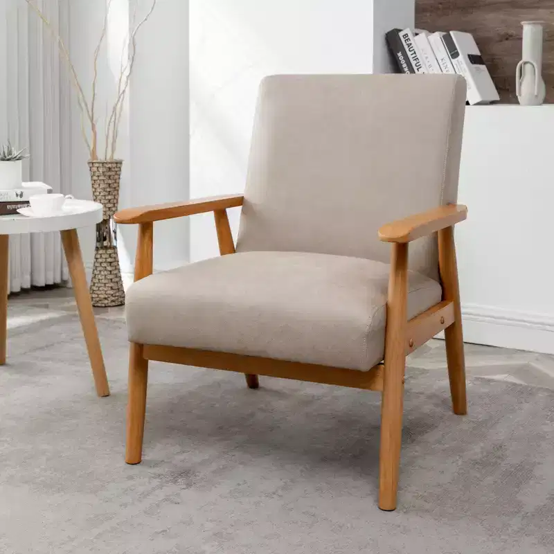 TUYOHW Modern Accent Armchair,Lounge Chair with Tapered Arms,Solid Wooden Frame,Microfiber Upholstered Chair for Living Room,Office