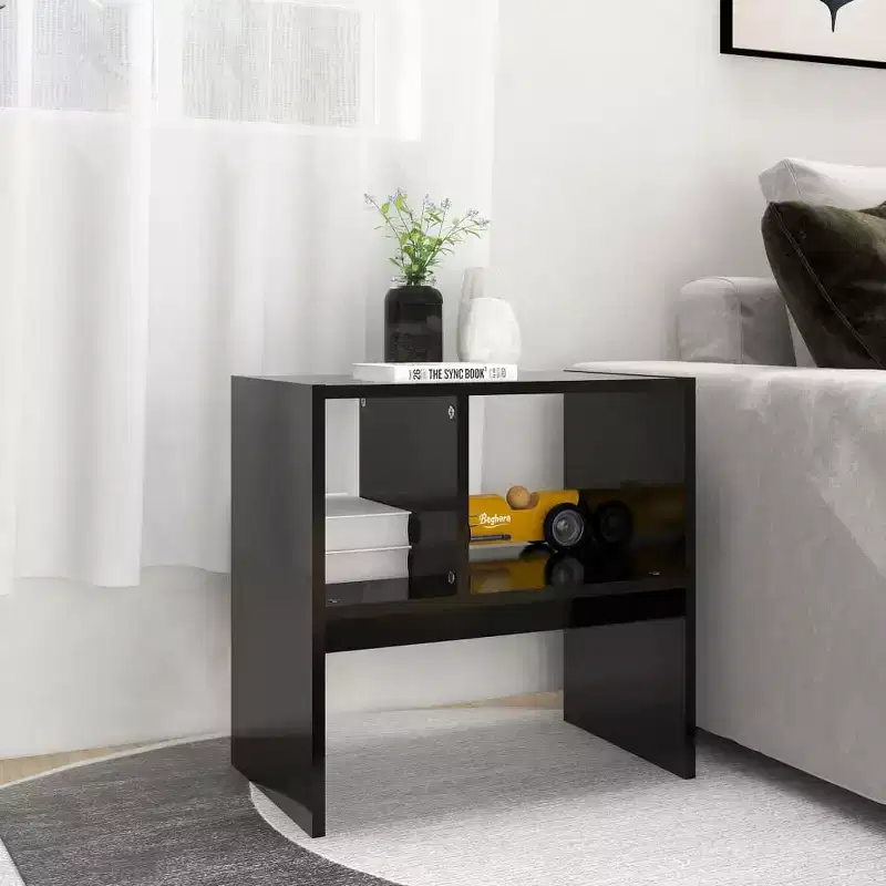 Clihome Modern Rectangular Design Artisan Oak Side Table, with 2 Shelves for Versatile Use