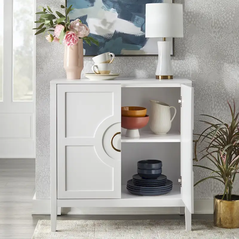 Console Cabinet with Adjustable Shelf and Metal Handles