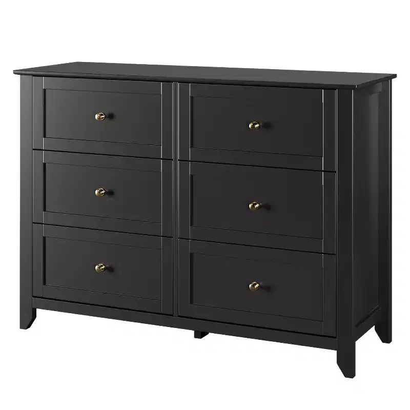GustoWave 6 Drawer Dresser, Modern Chest of Drawers with Round Handle and Sturdy Leg