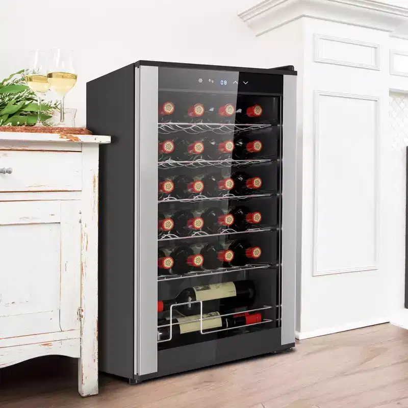 Koolatron Wine Cooler Refrigerator 24 Bottle Compact Wine Cellar, Small Freestanding Wine Fridge: Glass Door, 6 Shelves