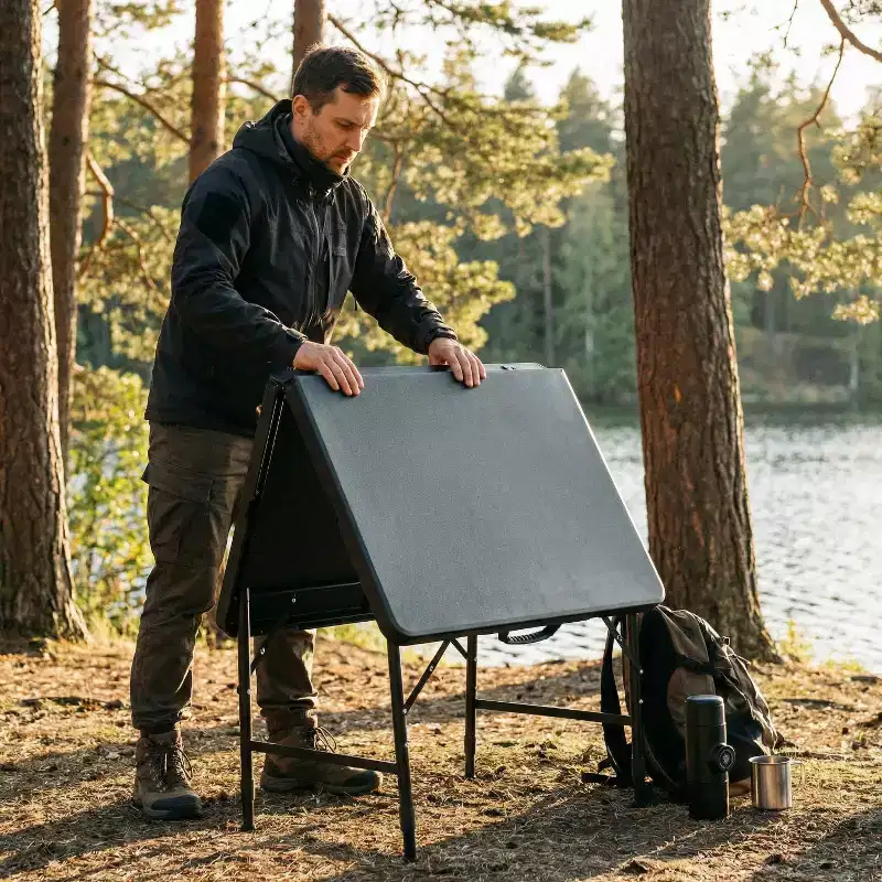 4ft Portable Folding Table - Heavy-Duty 135KG Capacity Indoor Outdoor Table for Camping, Patio, Picnic & Events, Black