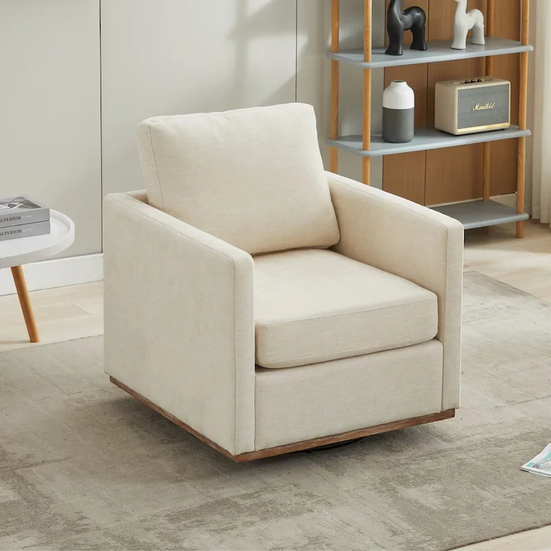 Mid Century Modern Swivel Accent Chair, 360 Degree Swivel Armchair For Living Room, Bedroom