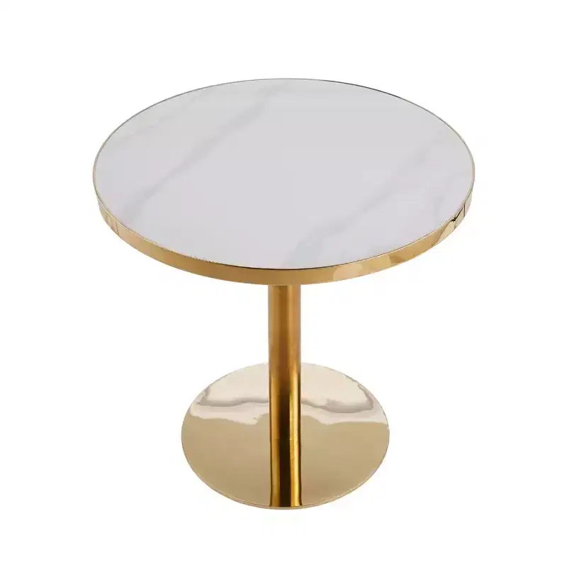 GDFStudio Elara 32W Faux Marble and Metal Pedestal Bistro Table