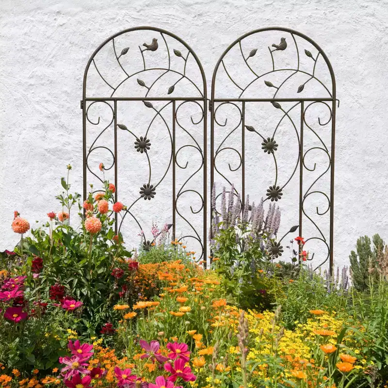 4-Pack 86.7x19.7in Metal Garden Trellis - Rustproof, Brown, for Outdoor Climbing Plants & Flowers