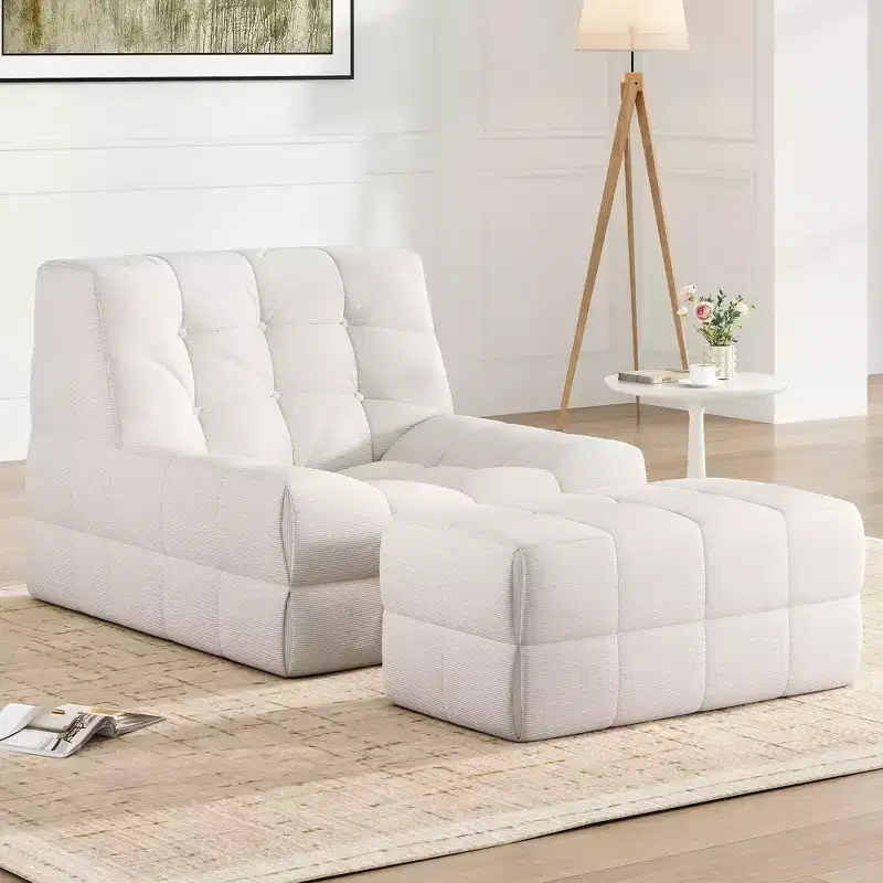GDFStudio Hayes Ergonomic Memory Foam Bean Bag Chair with Ottoman