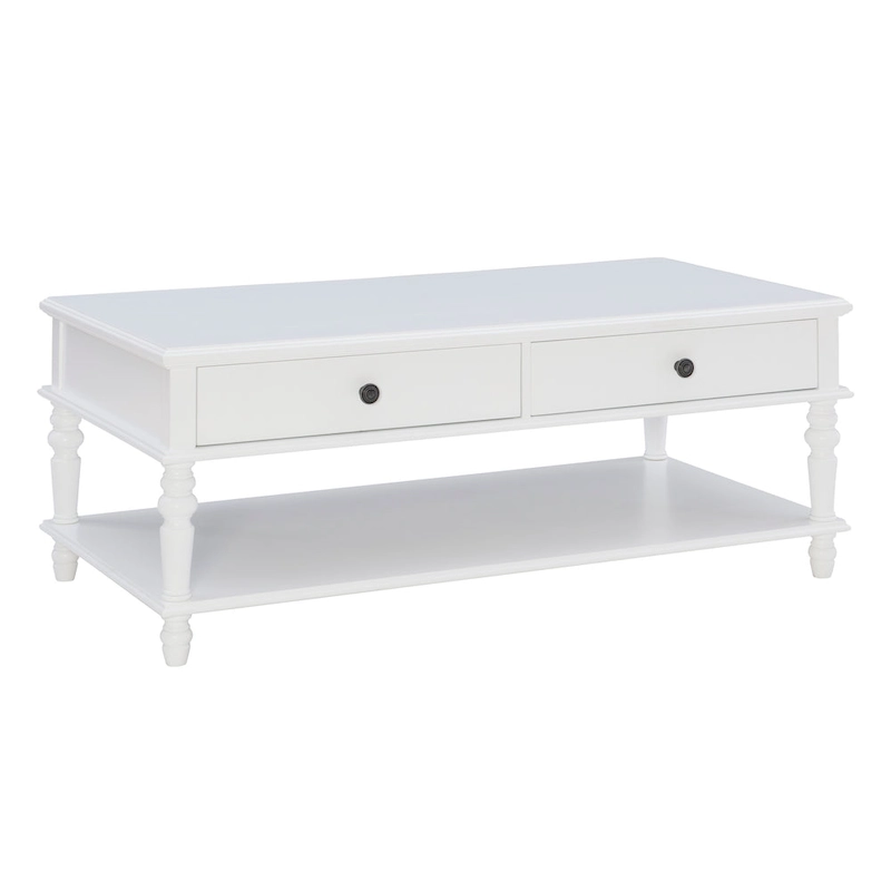 Jowin White Wood 2 Drawer Coffee Table