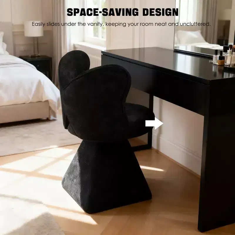 Elegant Vanity Chair with Butterfly Back Modern Dressing Chair Makeup Stool Swivel Accent Chair