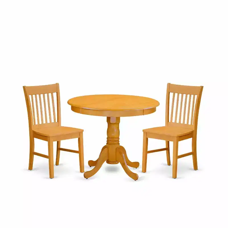 3-Piece Natural Oak Finish Solid Wood Top - Dining Room - Seats 4