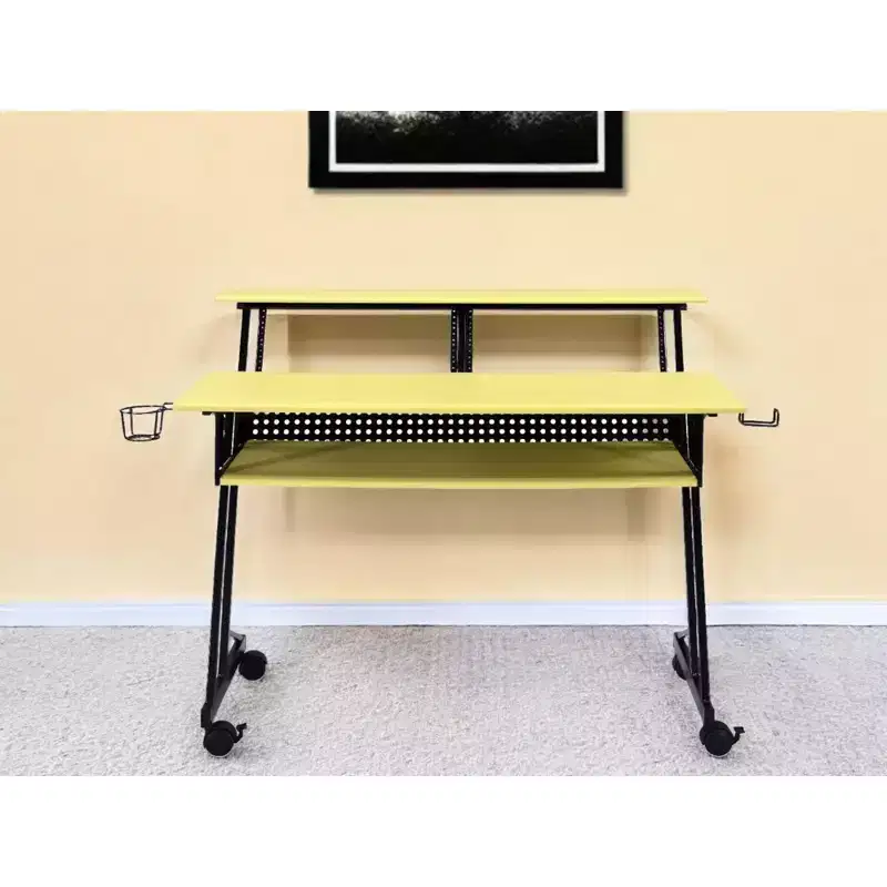 HomeRoots 47 Yellow and Black Computer Desk