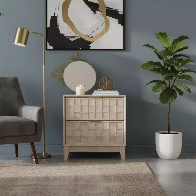 Nightstand with Charging Station Bedside Table with 2 Drawers