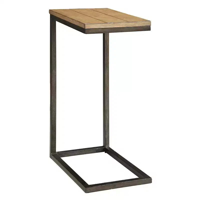 HomeRoots 25 Black And Oak Solid Wood Rectangular End Table