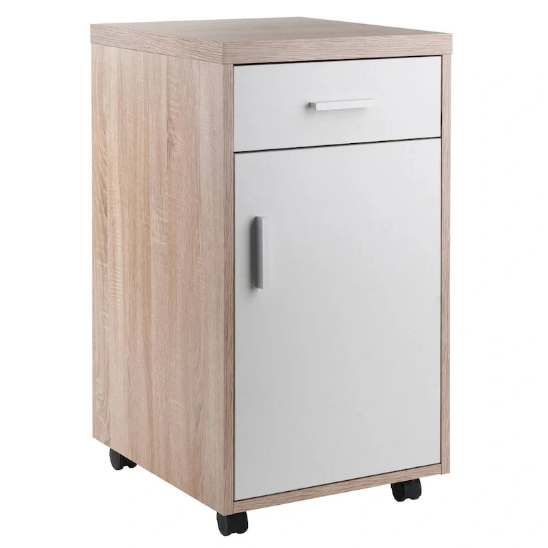 Reclaimed Wood / White 1-Drawer Storage Cabinet