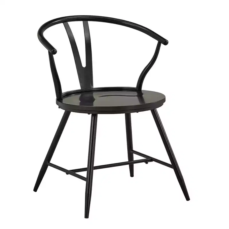 Wishbone Back Metal Side Chair with Wood Seat (Set of 2)