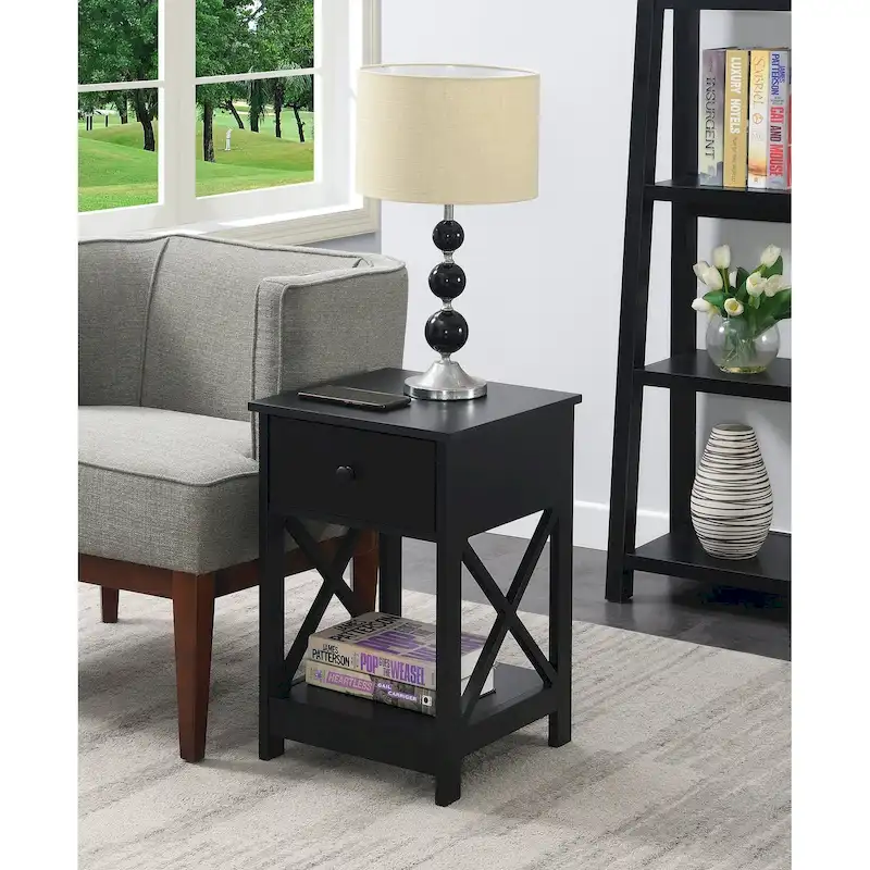 Oxford-Style End Table with 1 Drawer & Open Shelf | Multiple Finishes | Compact Side Table