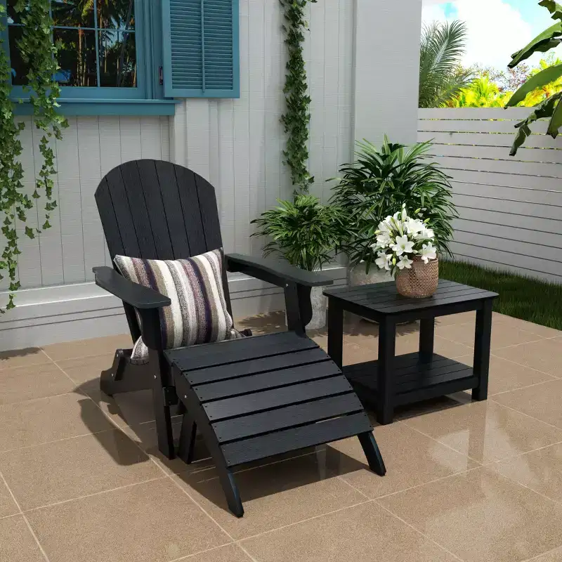 WestinTrends Tuscany HIPSOutdoorPatioFoldingAdirondackChair with Ottoman and Side Table (3-Piece)