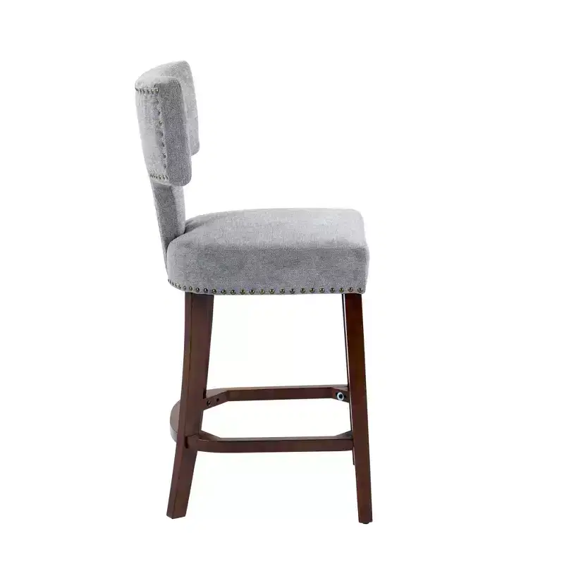 sumyeg Set of 2 Mid-Century Counter Stools with Curved Back and Upholstered Seat