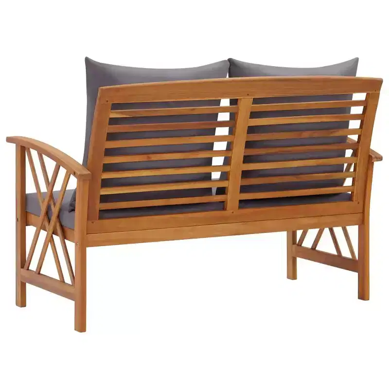 vidaXL Garden Bench Acacia wood finish and dark grey cushions