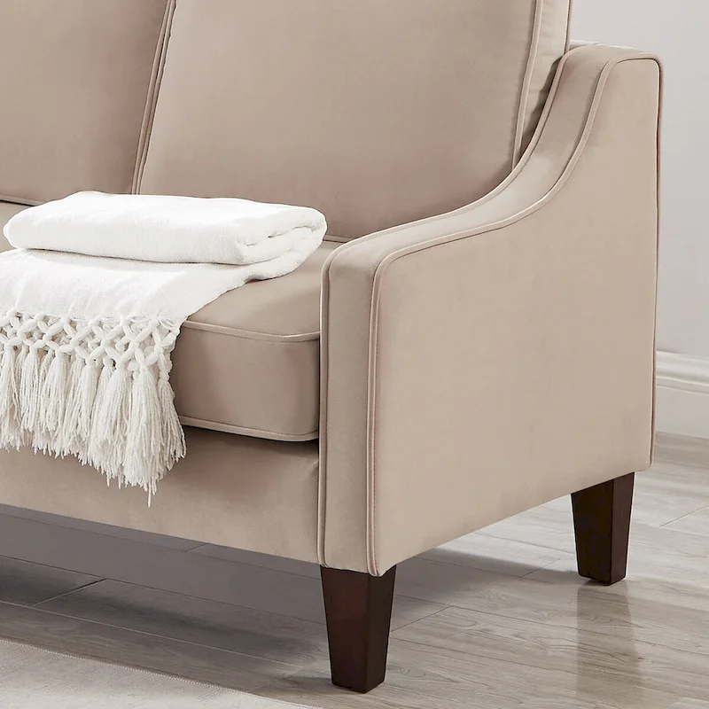 Velvet Loveseat Sofa with Square Arms, 51.5