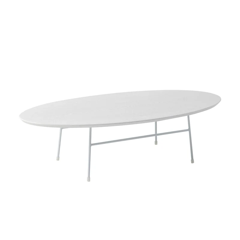 Modern Oval Accent Coffee Table with Powder-Coated Steel Frame for Living Room, Bedroom & Home Office