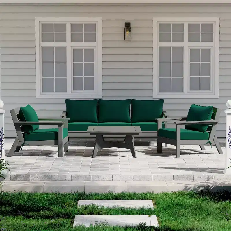 WestinTrends Avalon Outdoor 6-Piece Modular Sectional Patio Furniture Sofa Set, Gray/Green