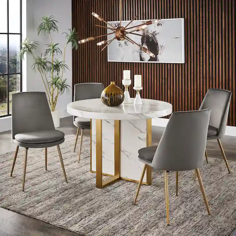43 Wide Faux Marble Round Dining Table
