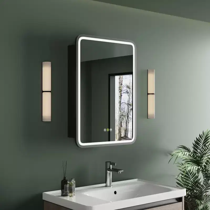 Black / White / Gold LED Medicine Cabinet, Single Door, Left or Right Hinge, Recessed or Wall-Mounted
