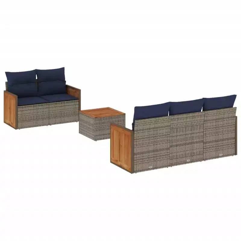vidaXL 6 Piece Patio Sofa Set with Cushions Poly Rattan