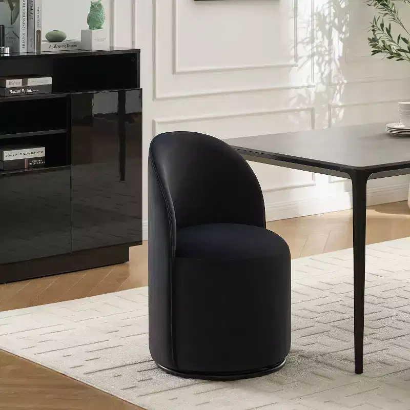 Modern 360Swivel Dining Chairs, Comfy Velvet Barrel Kitchen Chairs with Thick Cushions, Upholstered Makeup Vanity Side Chair for Bedroom