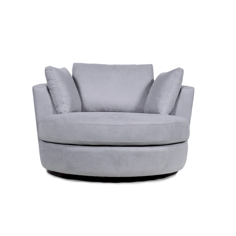 54 Wide Elegant Round Swivel Barrel Chair, Chair and a Half