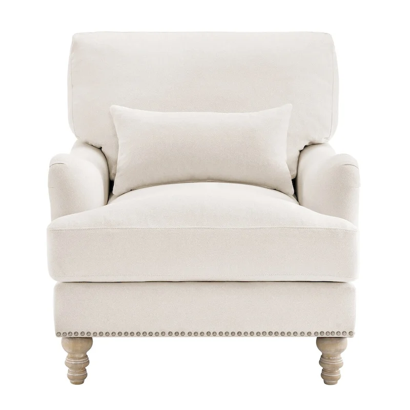 Modern Accent Chair Upholstered Solid Wood Frame with Lumbar Pillow Living Room Armchair