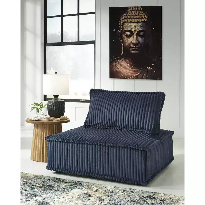 Signature Design by Ashley Bales Modern Low Profile Modular Accent Chair, Navy Blue