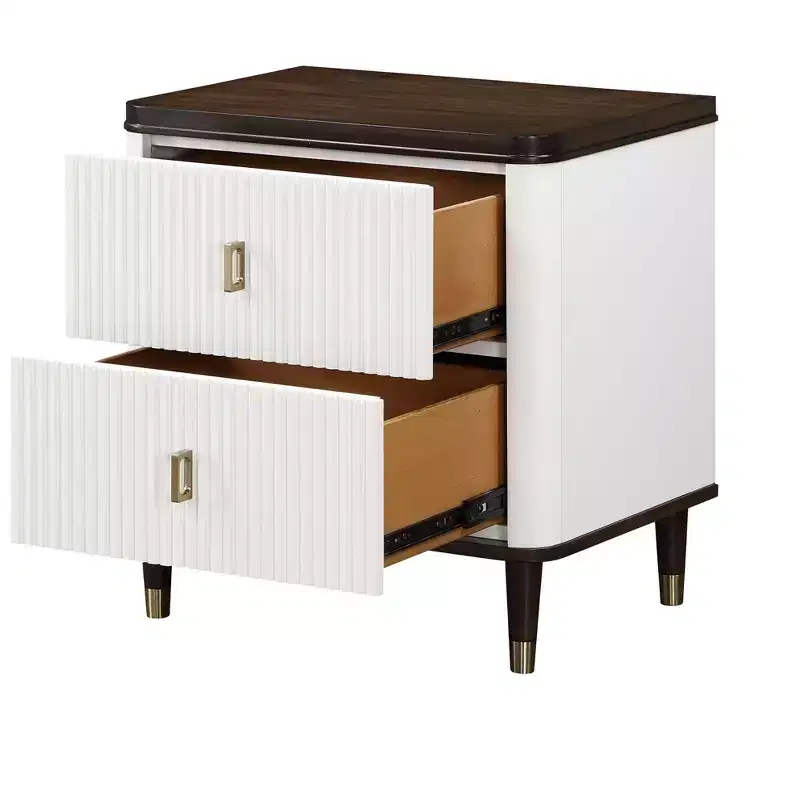 GDFStudio Jean 2-Drawer Wood Nightstand with USB Port