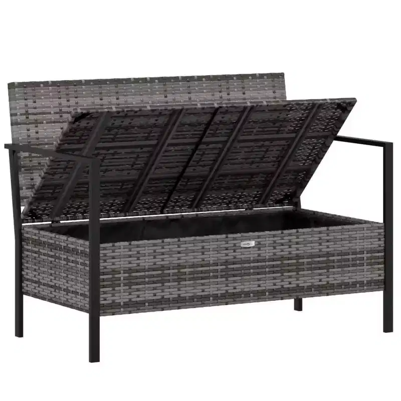 vidaXL Garden Bench Black PE rattan 2-Seater Garden Bench Rectangular