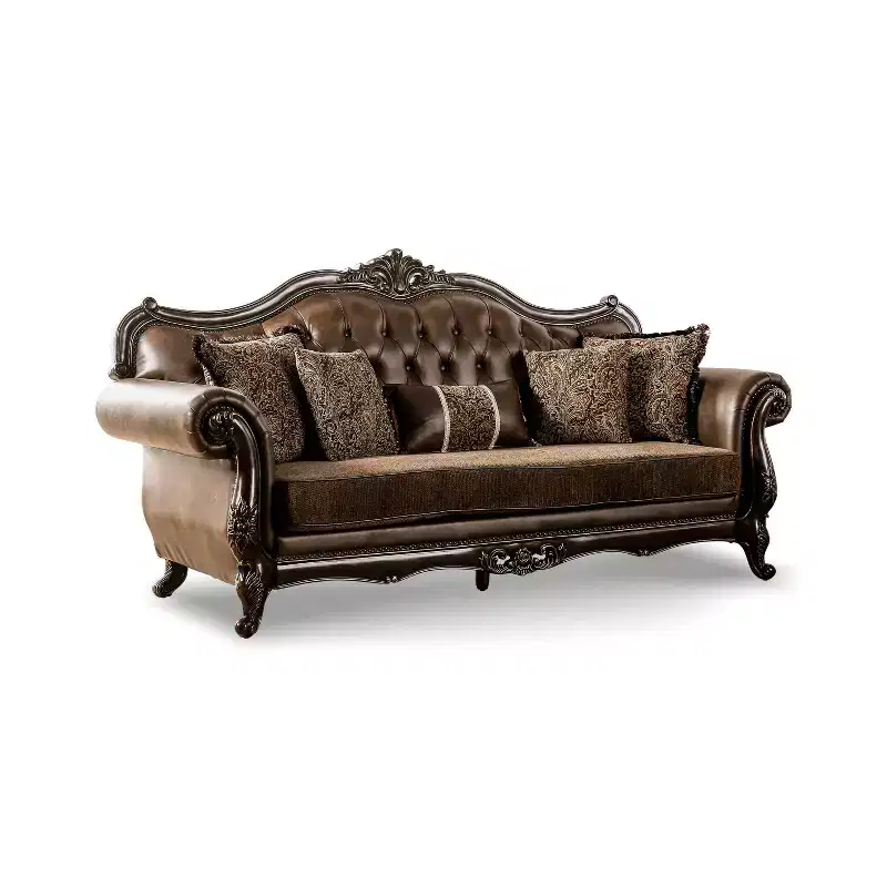 HOMES: Inside + Out Frazer 90.25" Sofa Traditional with Nailhead Trim Brown