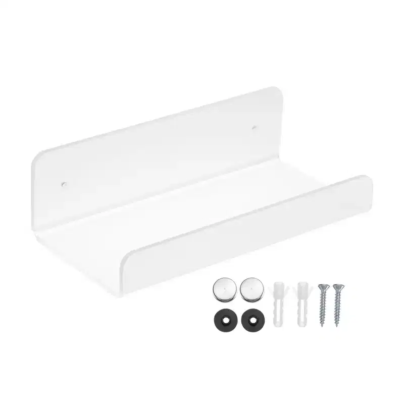 Unique Bargains Acrylic Clear Floating Wall Mounted Shelf for Bathroom Kitchen
