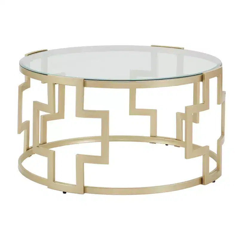 Sparkler Clear Glass Coffee Table - Matte Gold/Clear - iNSPIRE Q