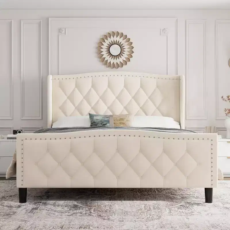 Bed Frame with 4 Storage Drawers and Headboard
