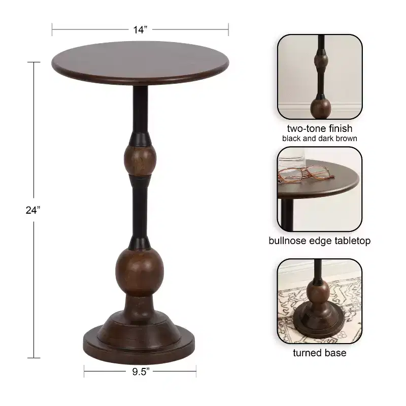 Kate and Laurel Rawlings Wood and Metal Side Table, 14x14x24, Brown