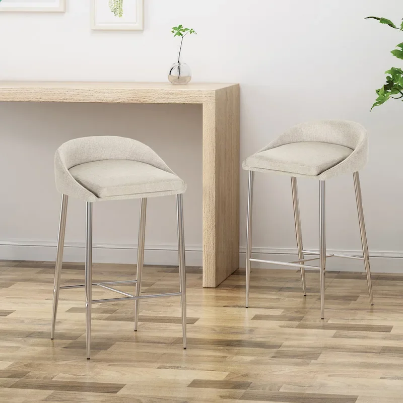 Bandini Modern Upholstered Counter Stools with Chrome Legs (Set of 2) by Christopher Knight Home